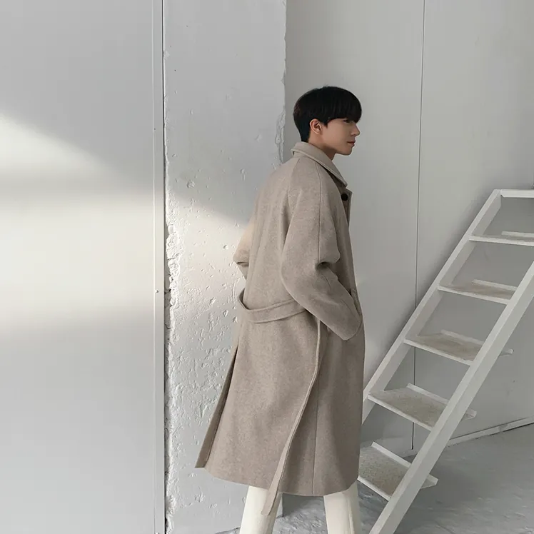 [Korean Style] 2 Color Belted Wool Coat