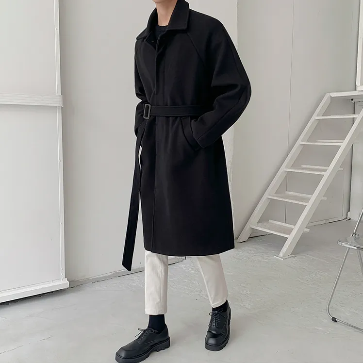 [Korean Style] 2 Color Belted Wool Coat