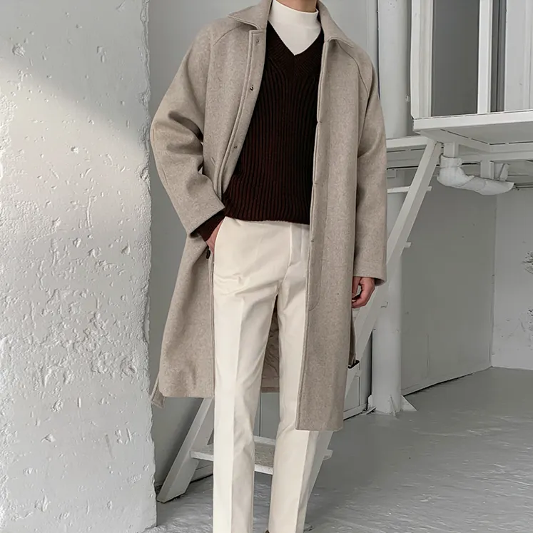 [Korean Style] 2 Color Belted Wool Coat