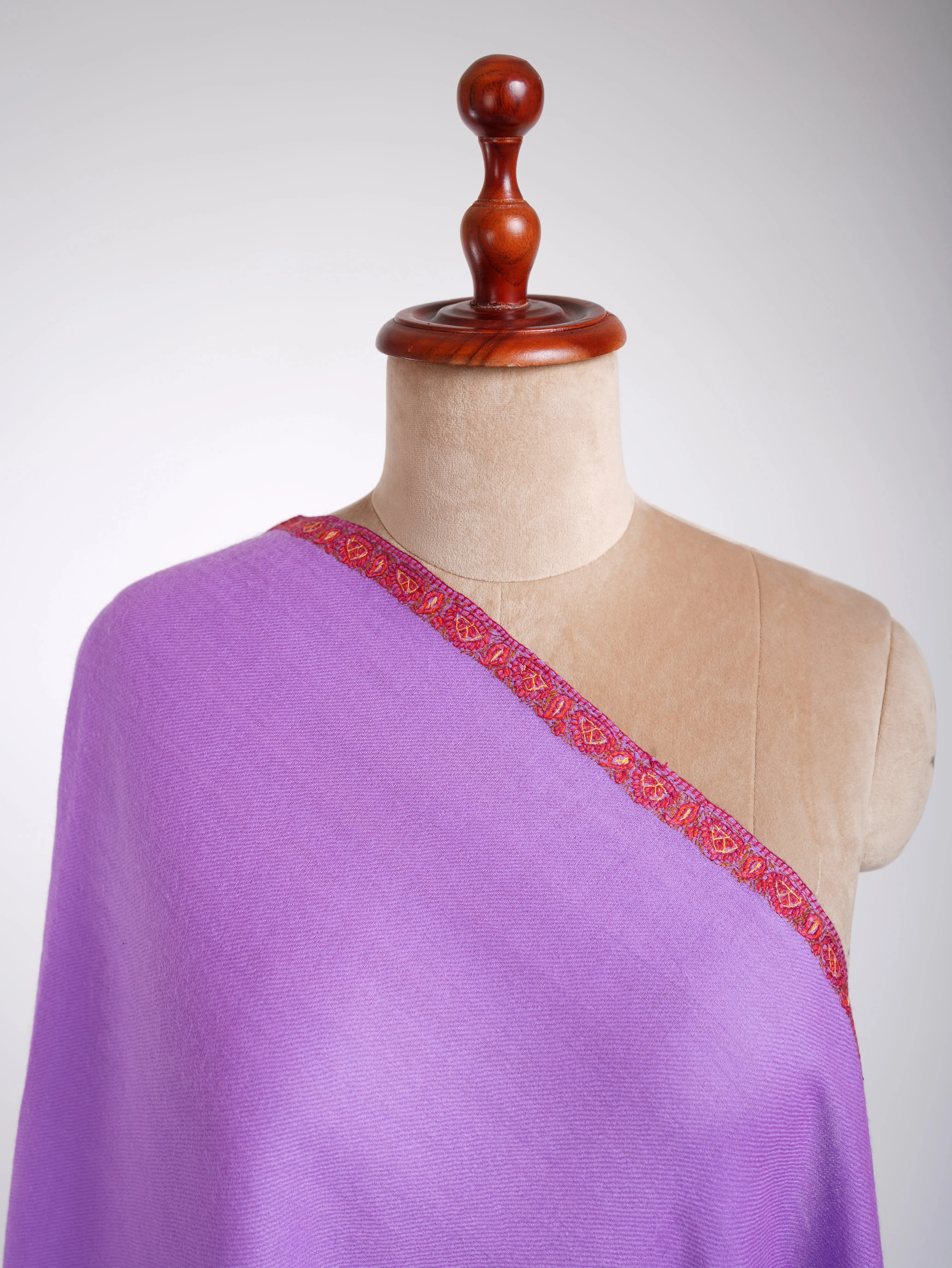 Lavender Hand Embroidered Kashmiri Shawl