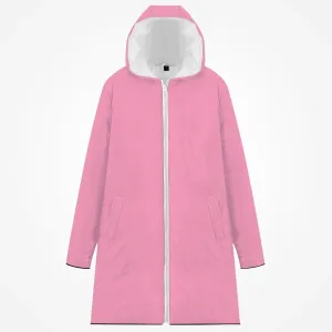 Long Rain Coat Cotton-pad Zipper-up Hoodie