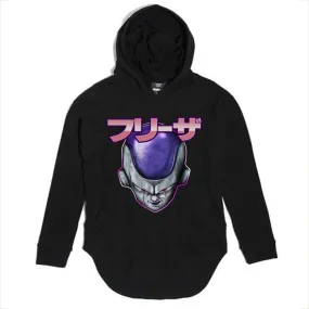 Lord Frieza Black Drop Shoulder Distressed Curved Hoodie