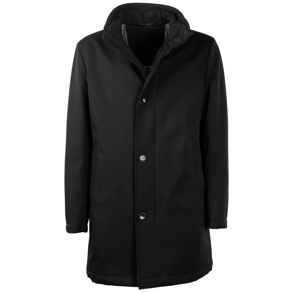 Made in Italy Elegant Virgin Wool Coat with Storm Protection