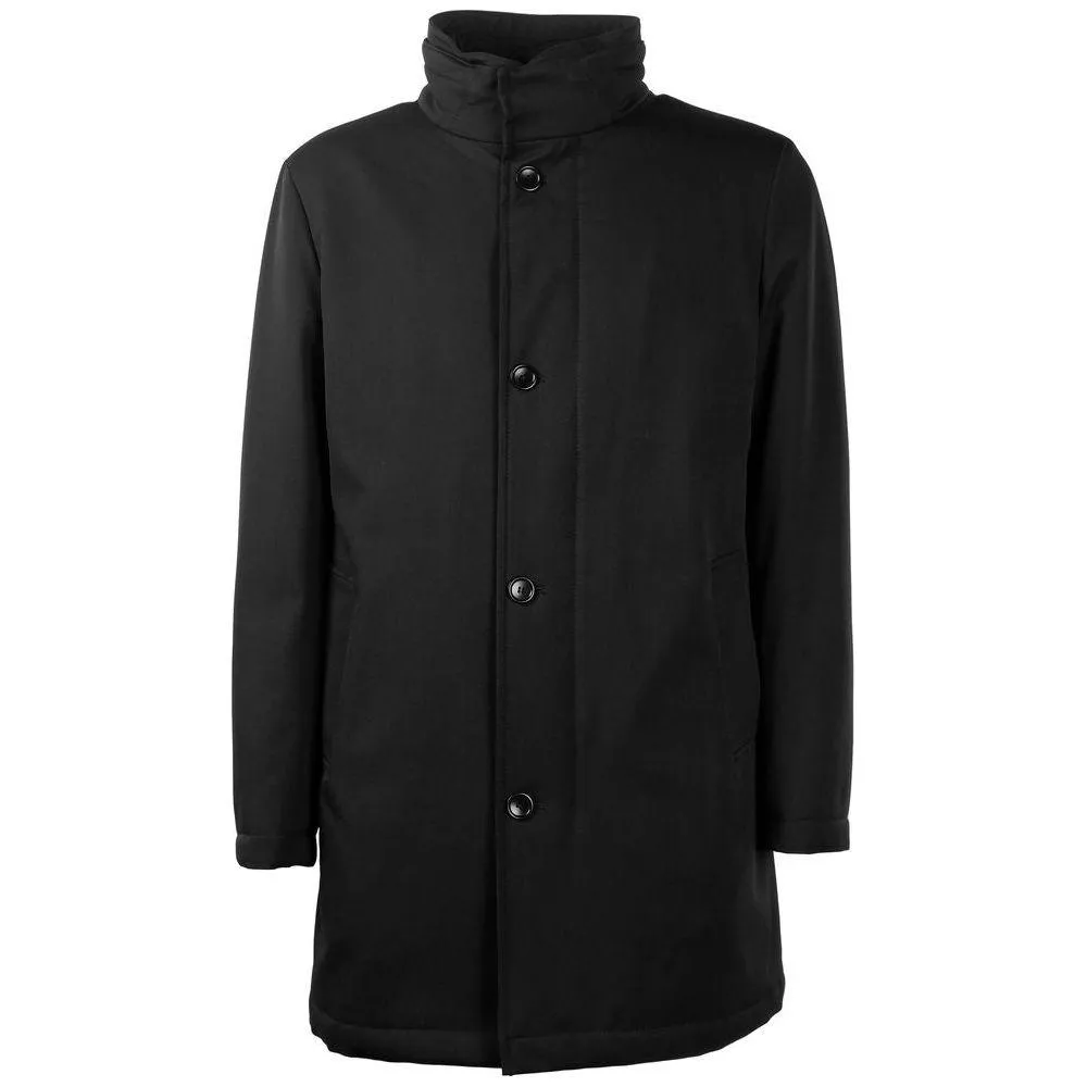 Made in Italy Elegant Virgin Wool Coat with Storm Protection