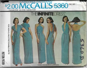 McCalls 5360 Infinite Dress Gown One Size Knit Vintage Sewing Pattern 1970s