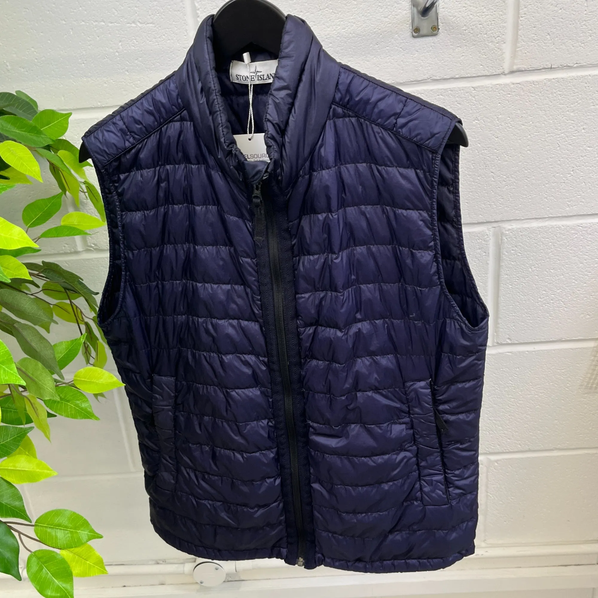 Men's Garment Dyed Down Gilet Navy Size M