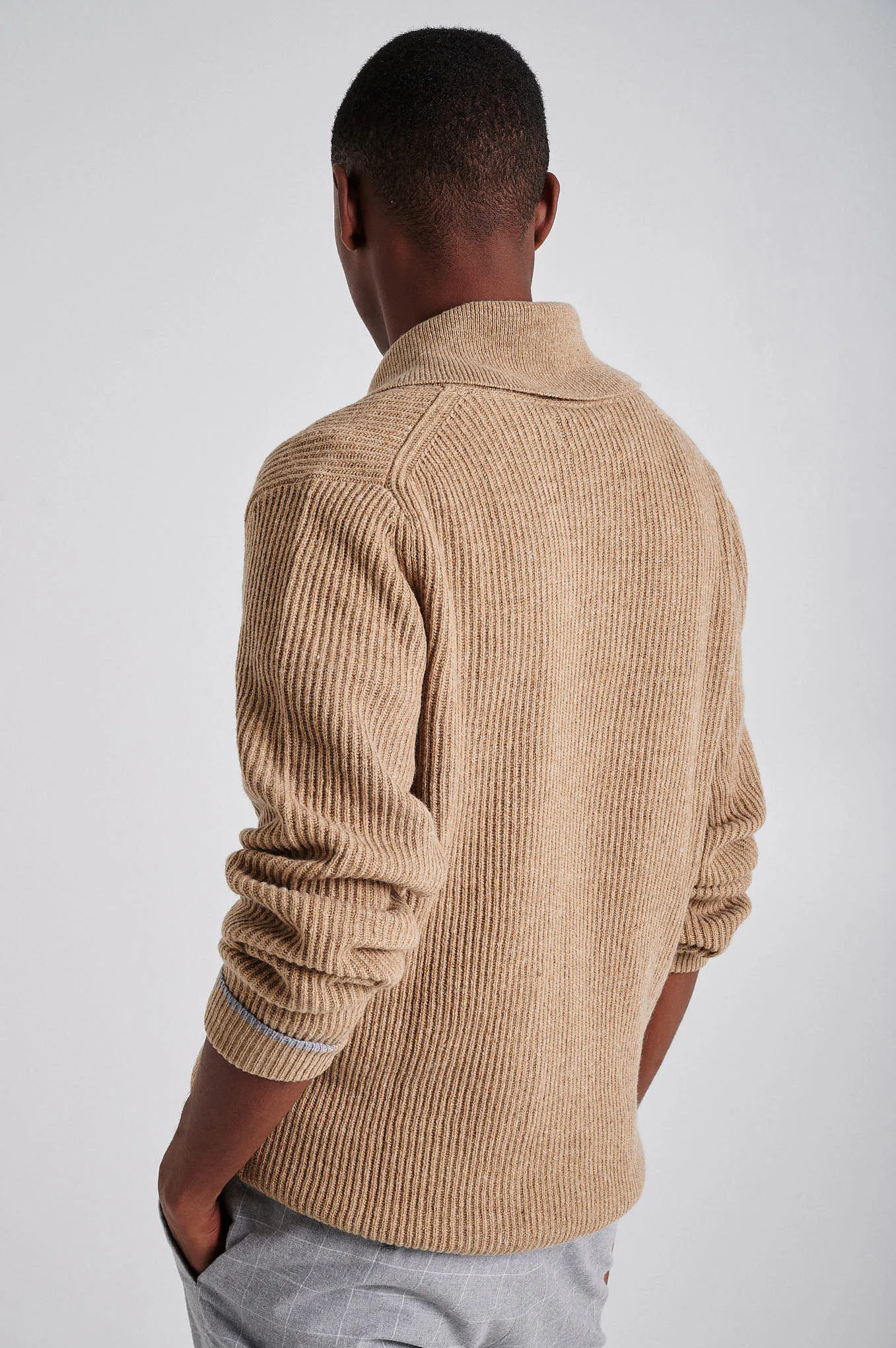 Men's long sleeve shawl collar sweater