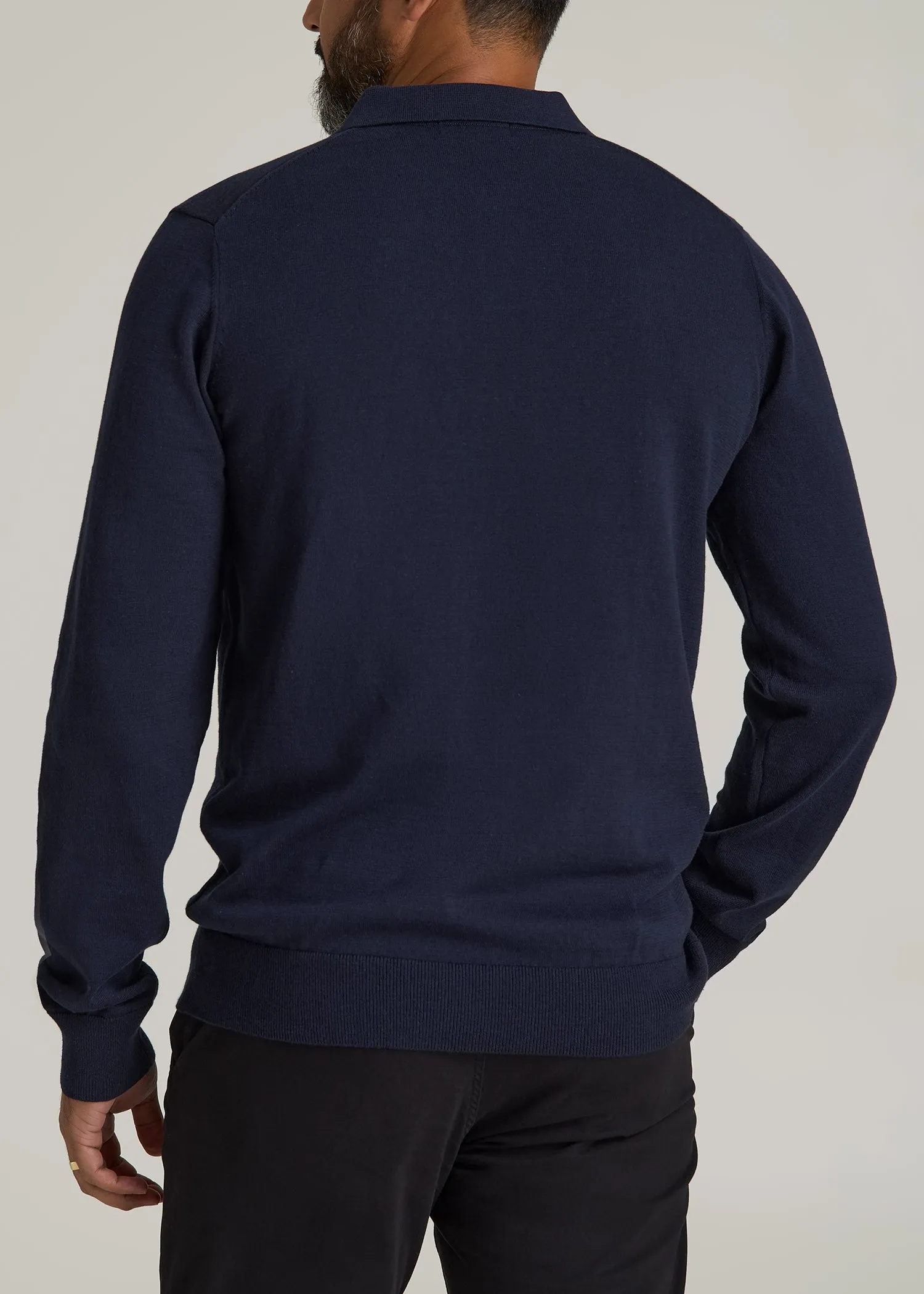 Men’s Tall Polo Sweater in Evening Blue