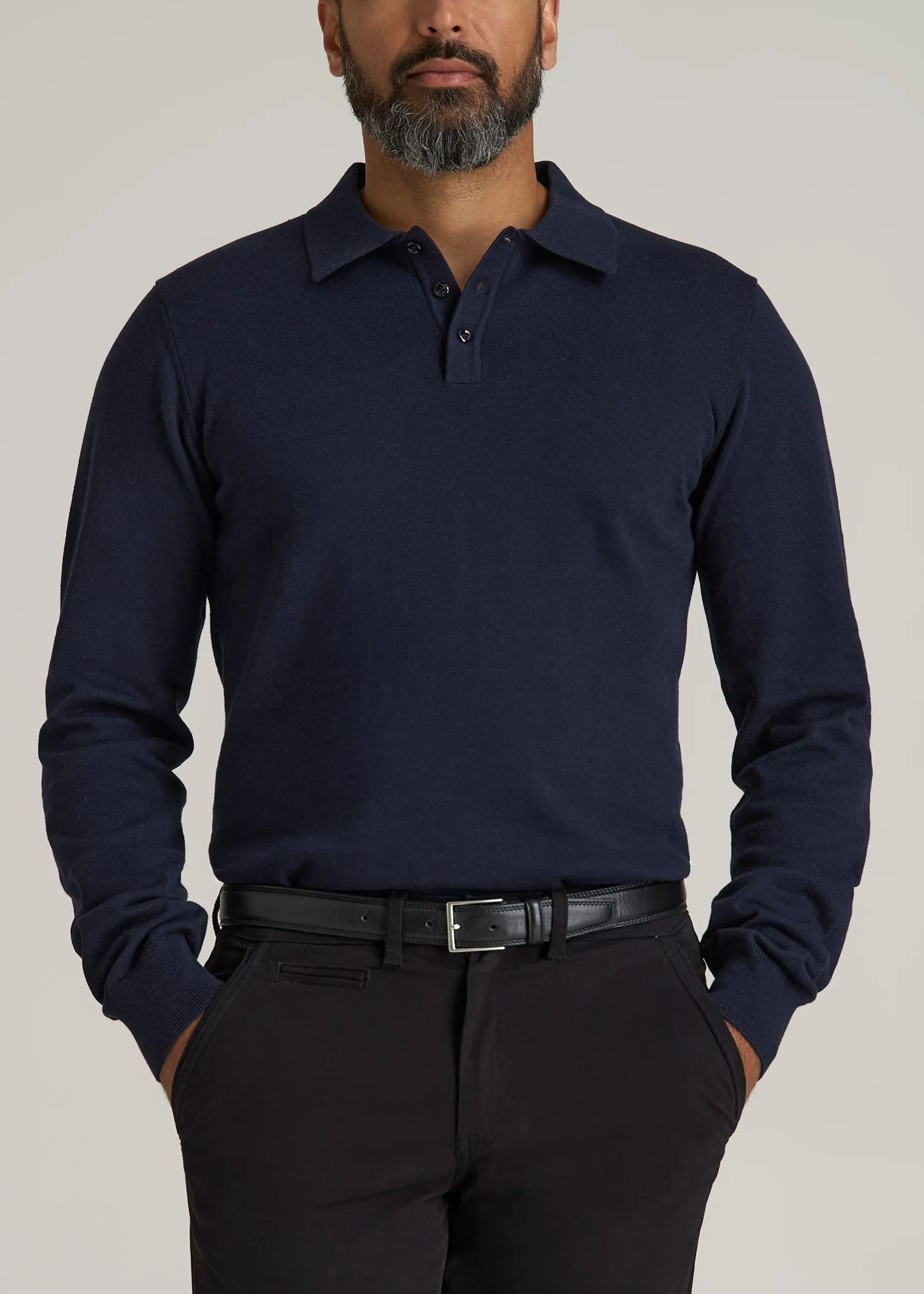 Men’s Tall Polo Sweater in Evening Blue