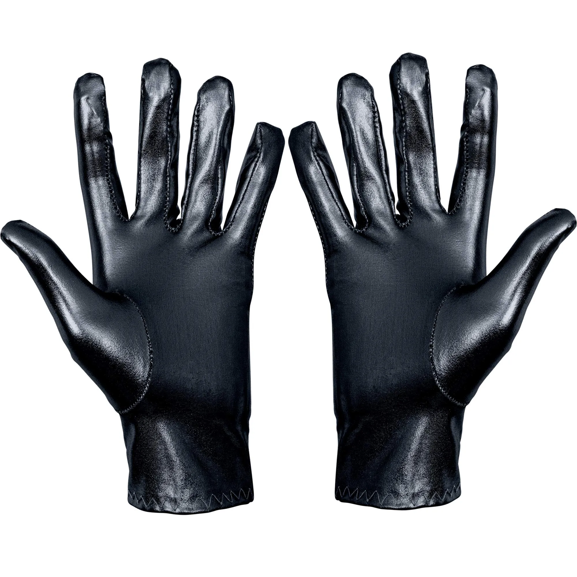 Metallic Black Costume Gloves - Shiny Black Superhero Evening Stretch Dress Glove Set for Men, Women and Kids