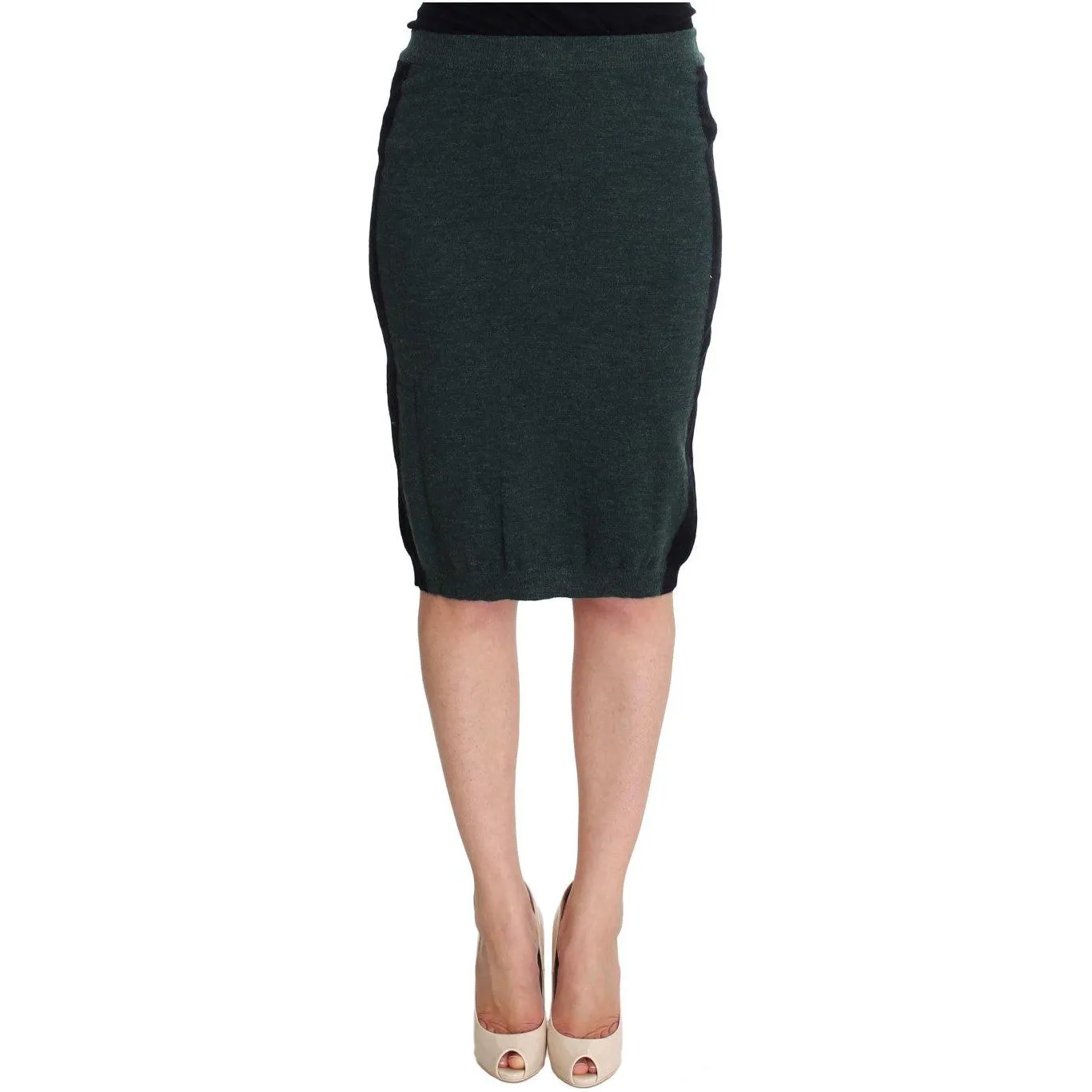 MILA SCHÖN Emerald Elegance Wool-Blend Pencil Skirt