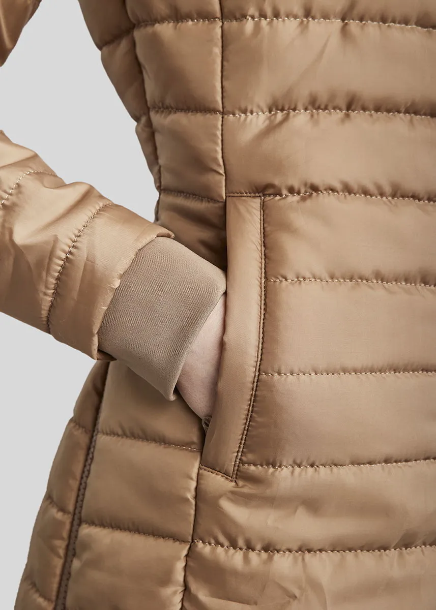 MoKate Long Quilted Jacket - Latte