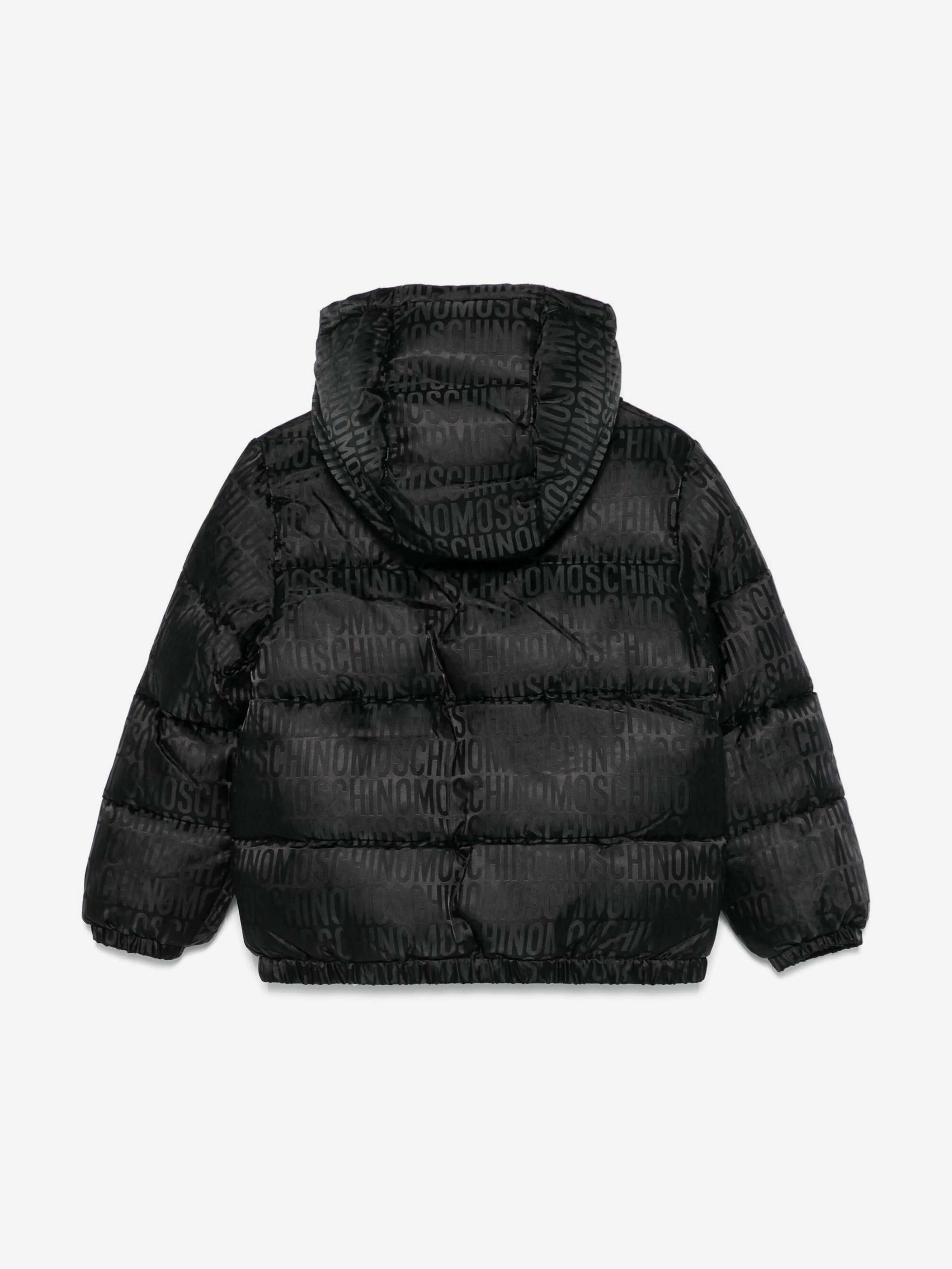 Moschino Kids All Over Logo Puffer Jacket in Black