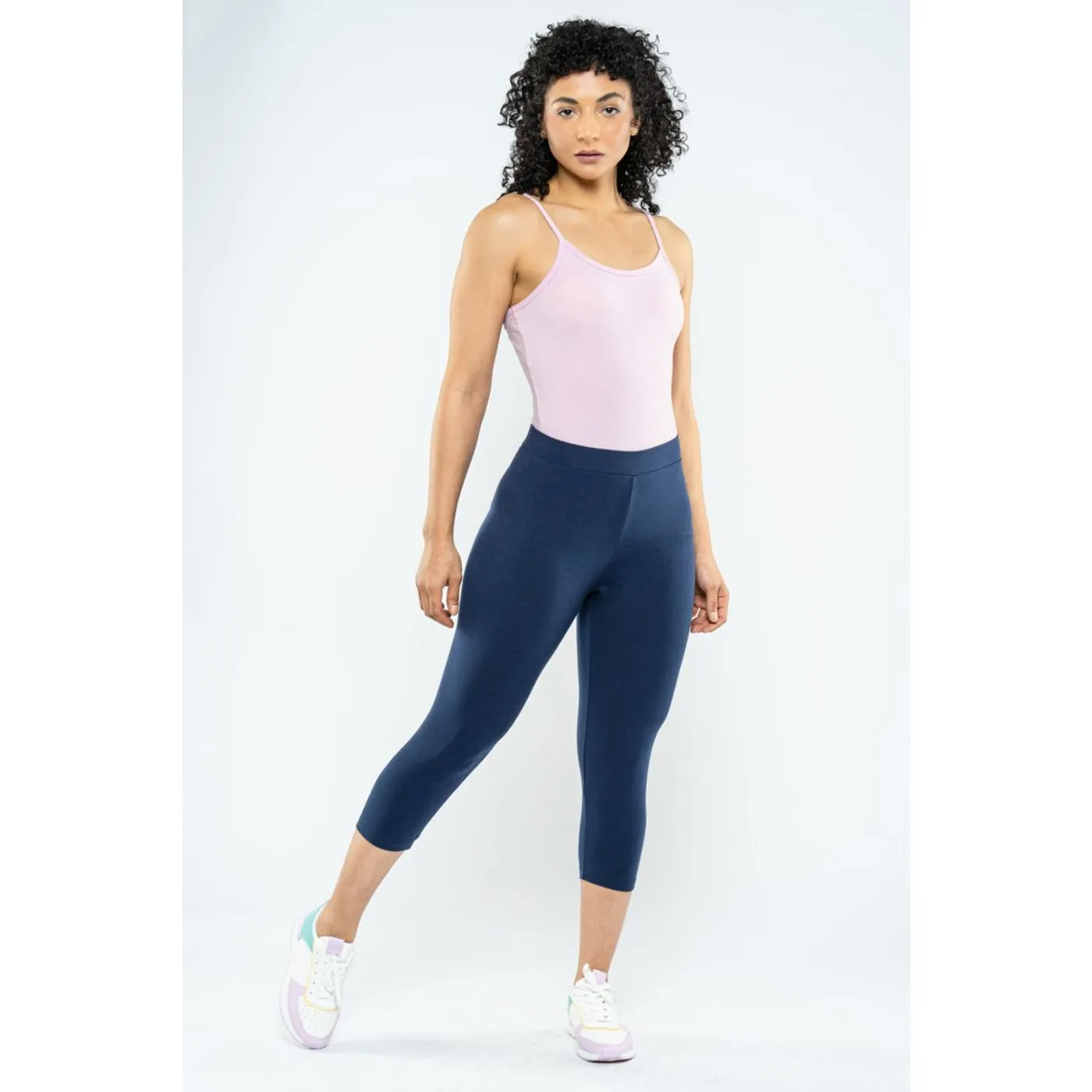 Navy Plain Cropped Legging Pants