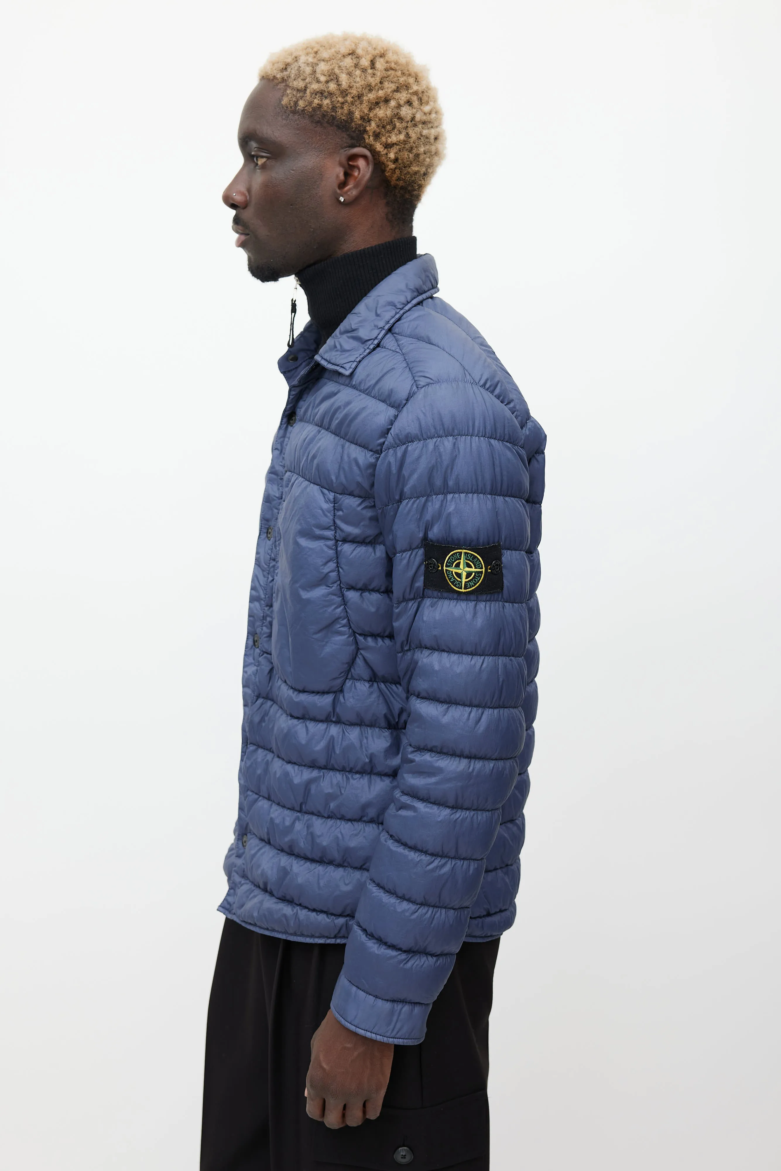 Navy Quilted Down Jacket