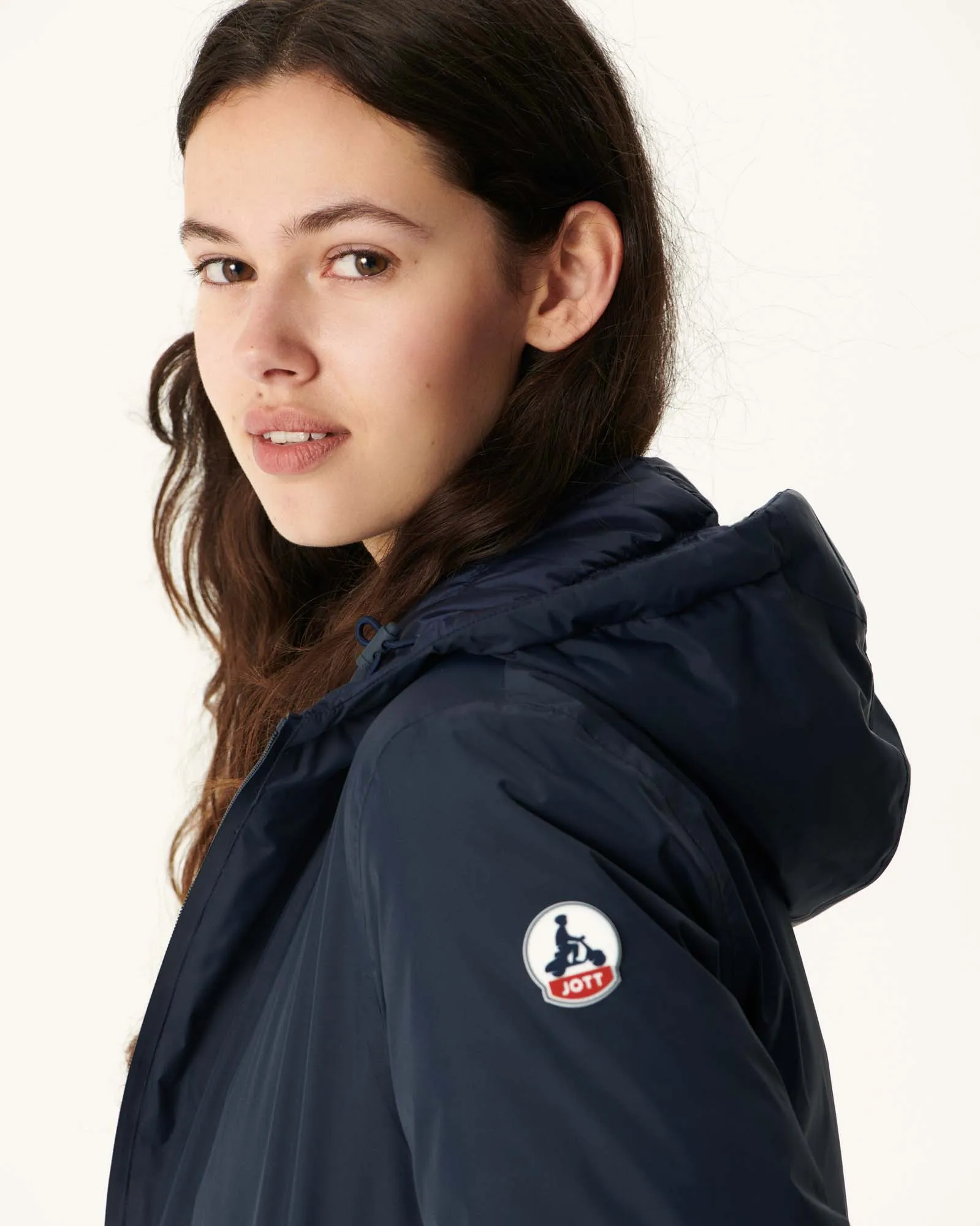 Navy Roma long reversible puffer jacket