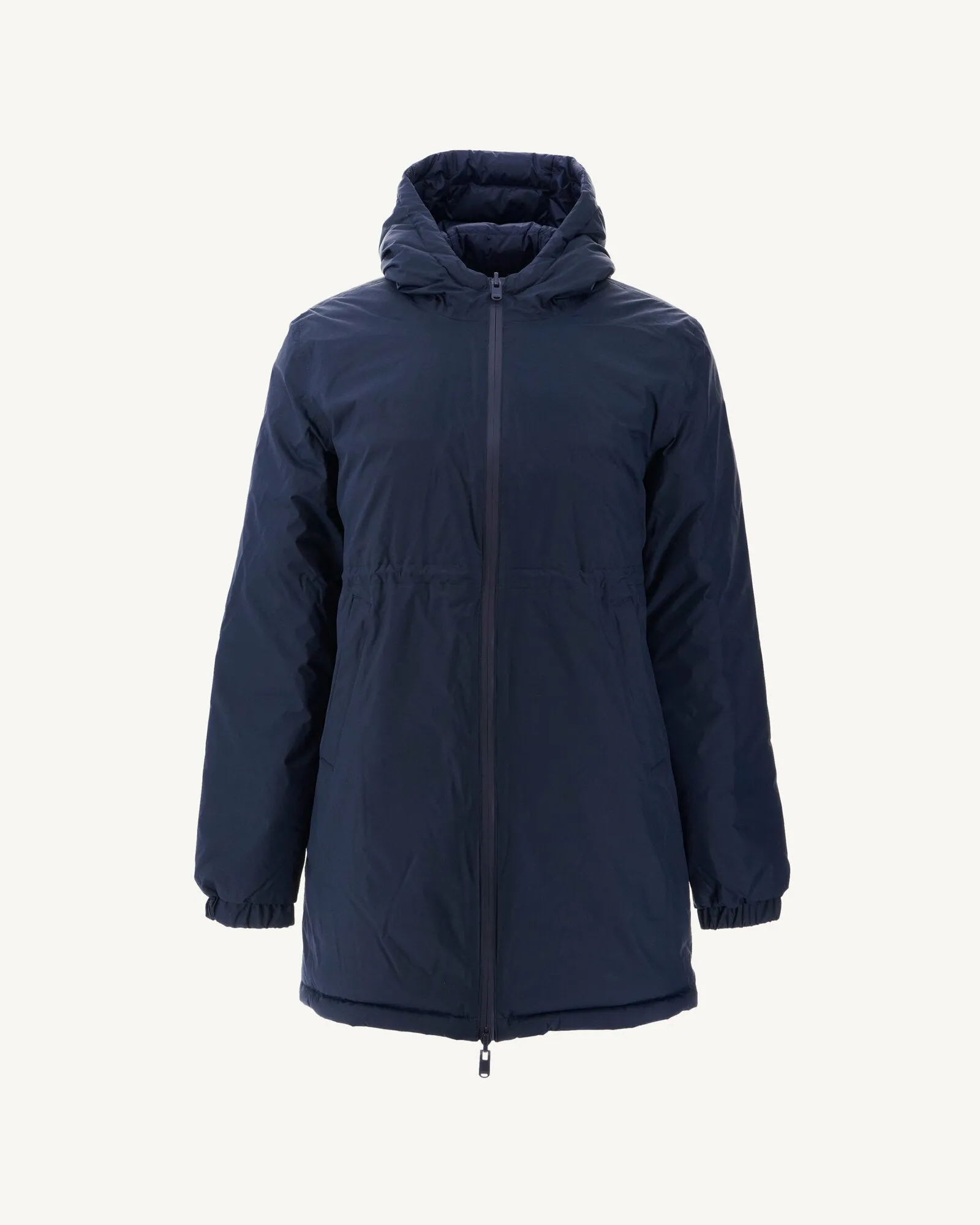 Navy Roma long reversible puffer jacket