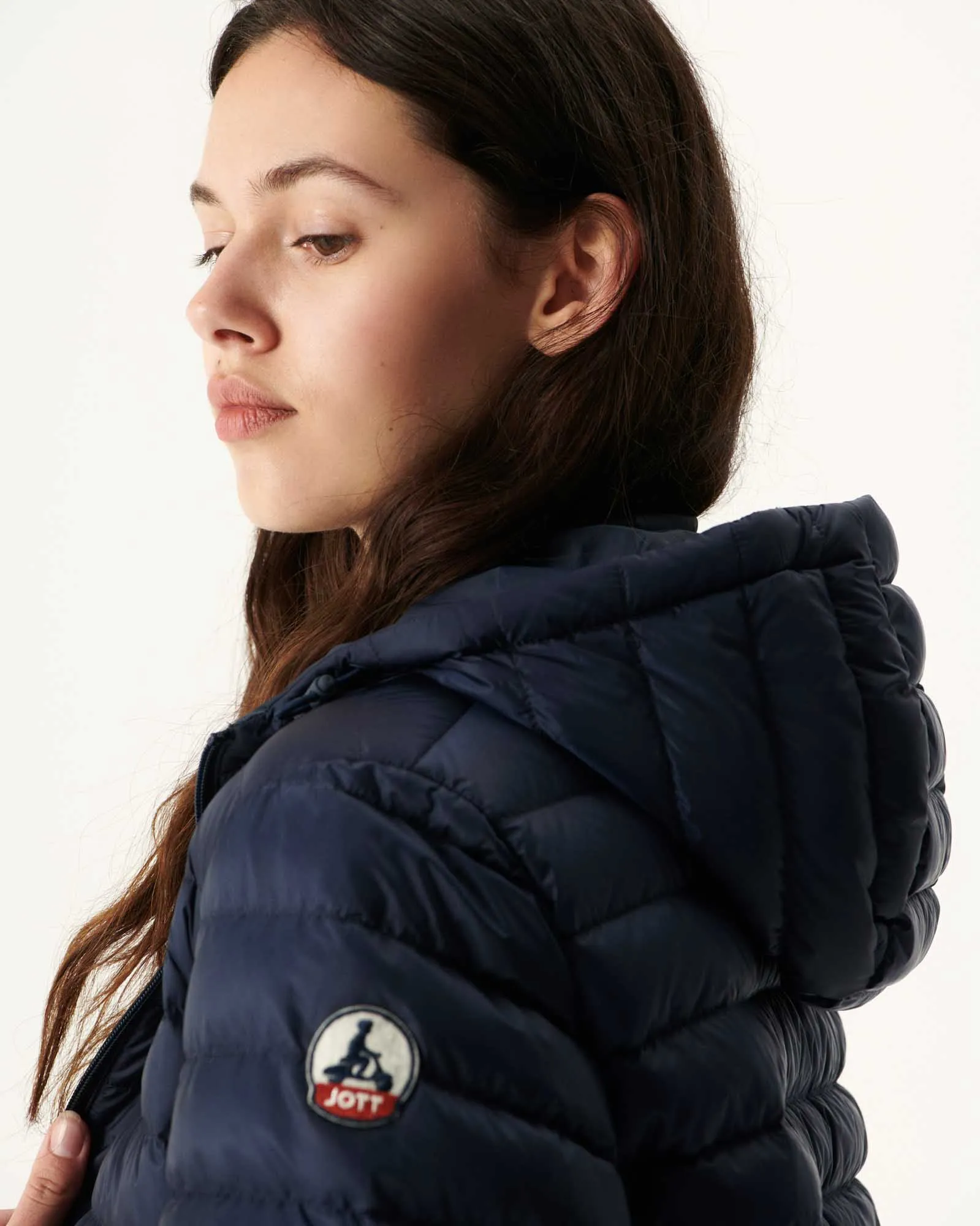 Navy Roma long reversible puffer jacket