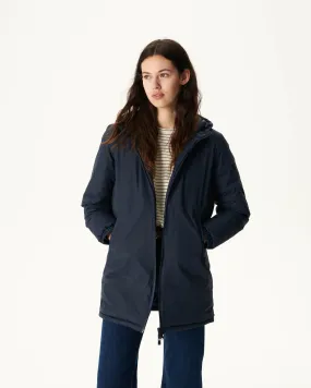 Navy Roma long reversible puffer jacket