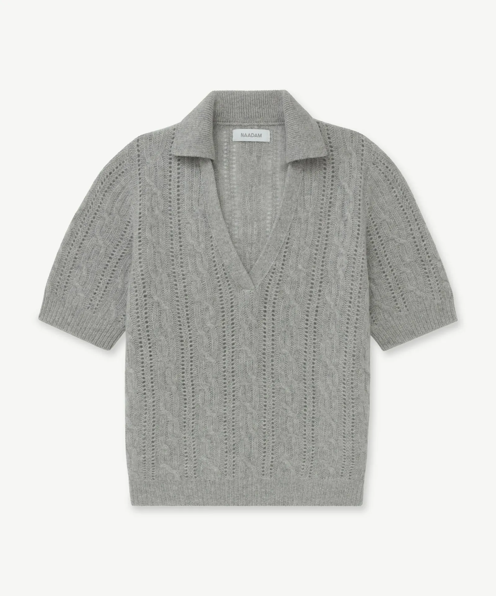 Novelty Cashmere Open Cable Short Sleeve Polo