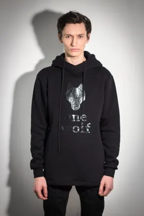 ONE WOLF LOGO hoodie black/black glossy logo