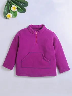 Polar-Fleece High Collar Purple Color Sweatshirt for Kids