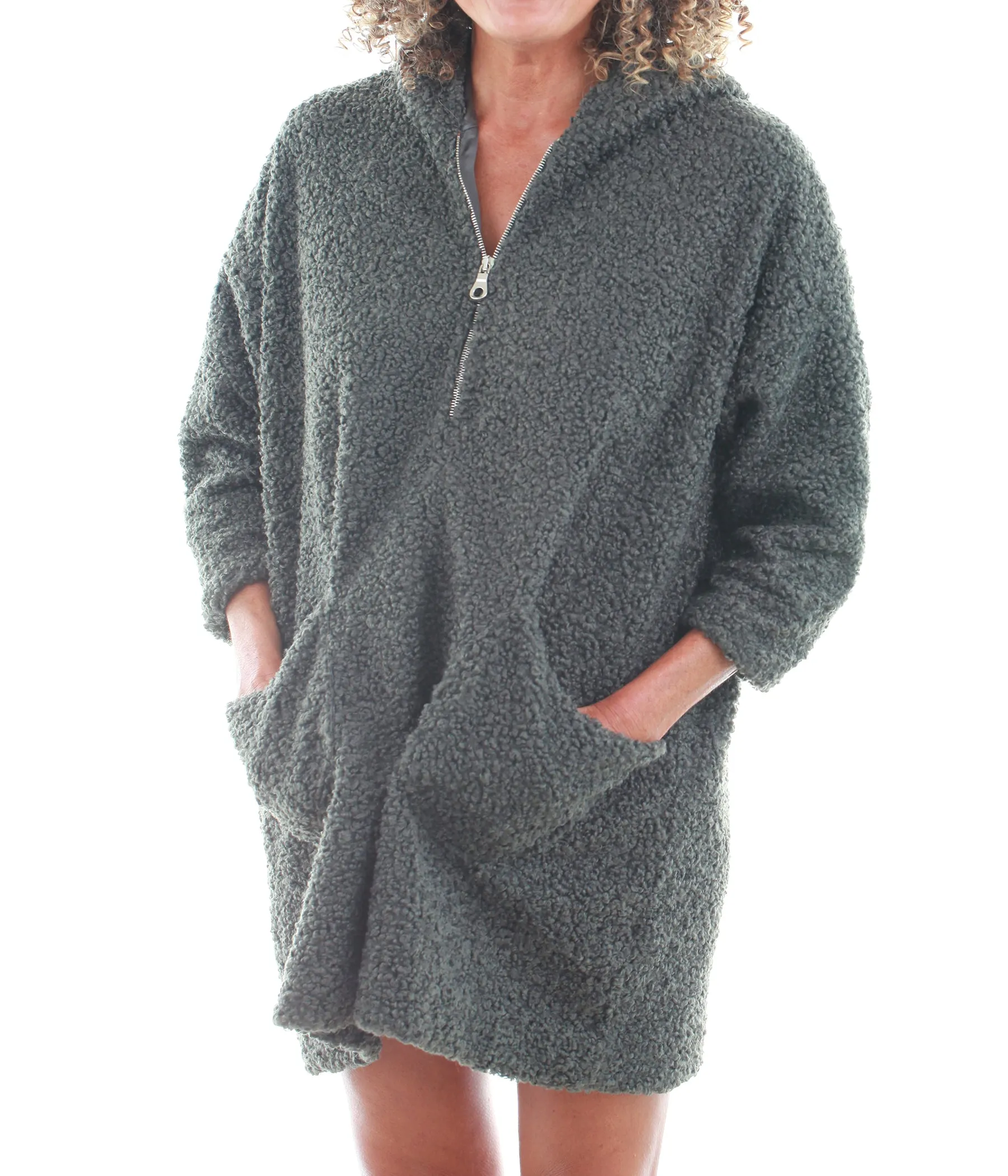 Poodle Hoodie Jacket in Charcoal