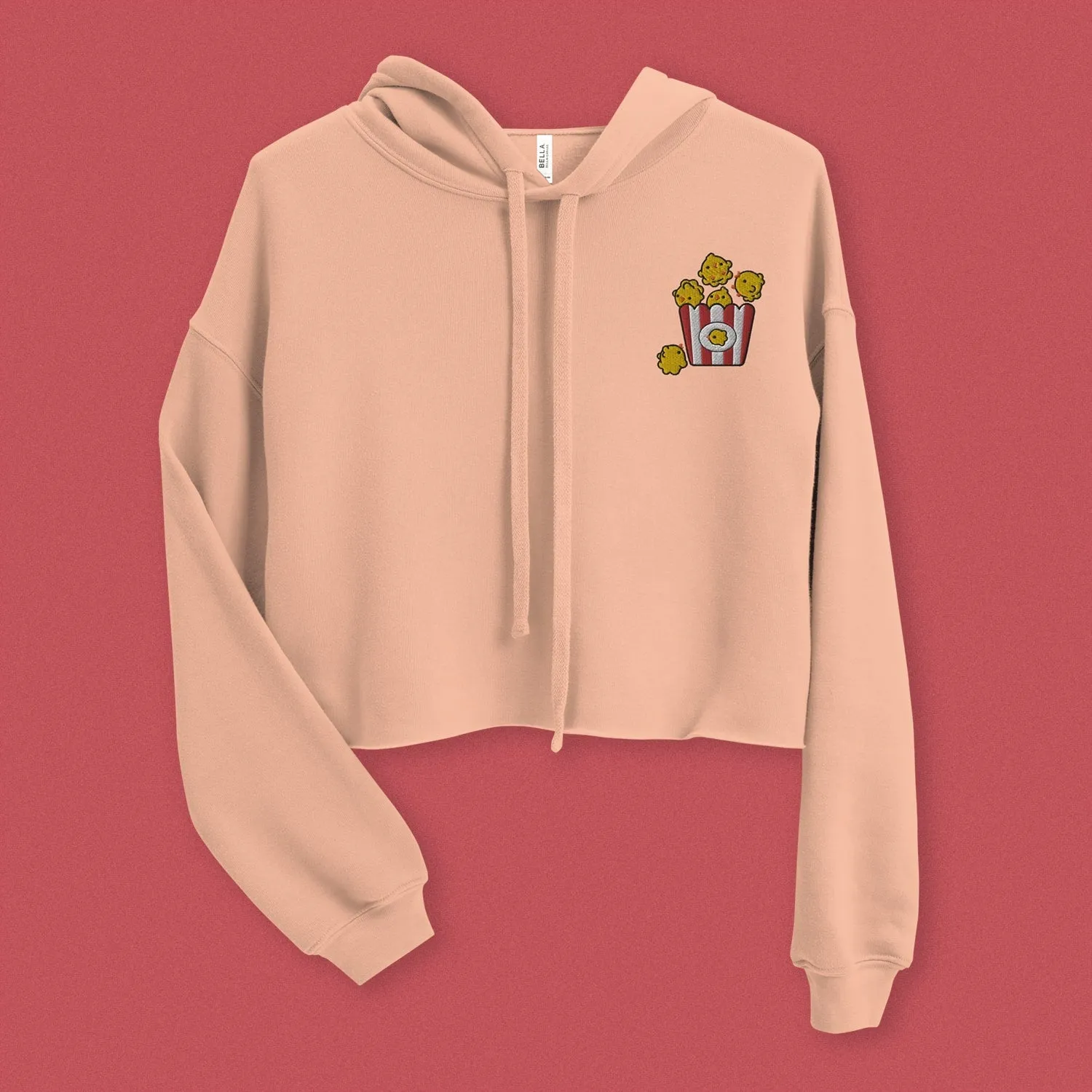 Popcorn Chicken Embroidered Crop Hoodie