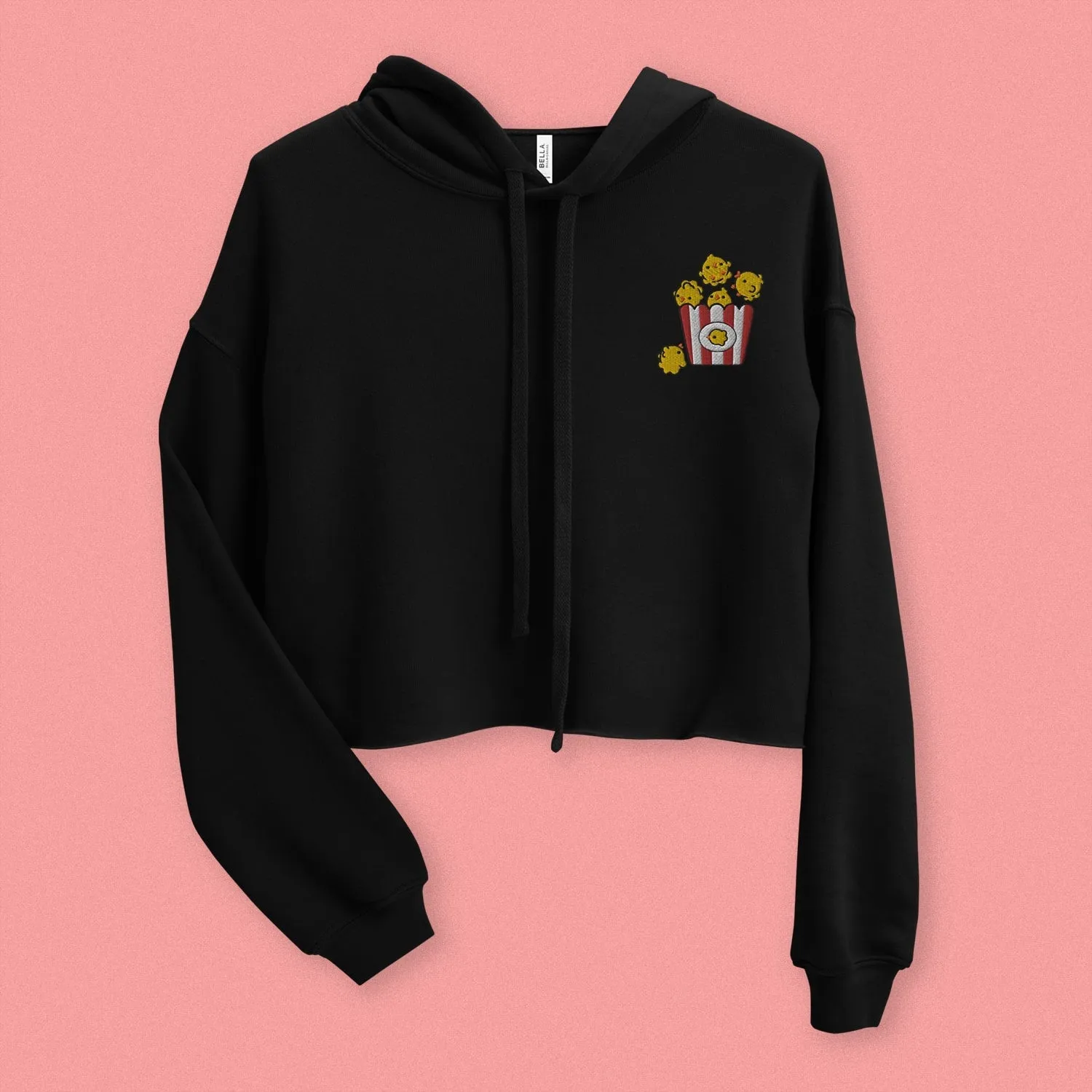 Popcorn Chicken Embroidered Crop Hoodie