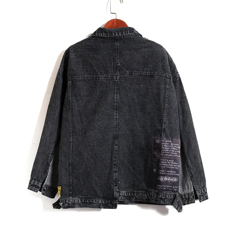 Print Lables Patchwork Gypsy Denim Grunge Aesthetic Jacket