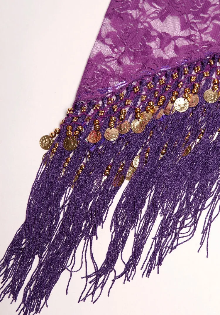 Purple Lace Shawl/Hip Scarf with Gold accents