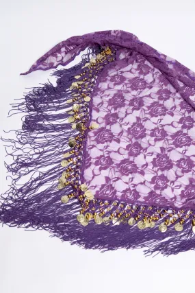 Purple Lace Shawl/Hip Scarf with Gold accents