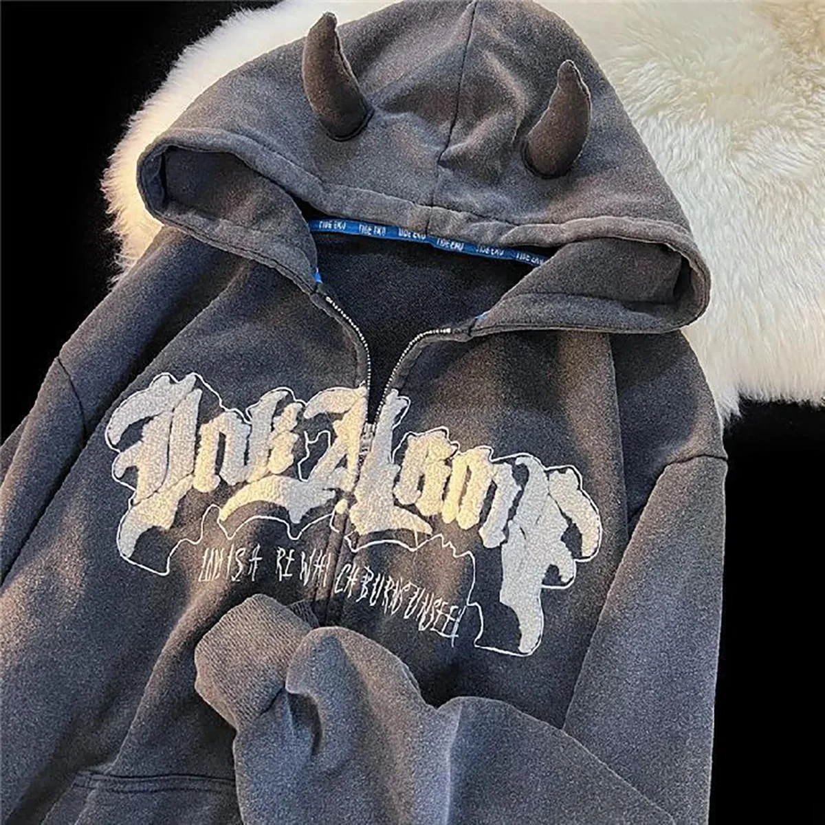 Retro Zipper Long Sleeve Casual Oversized Y2K Streetwear Hoodie