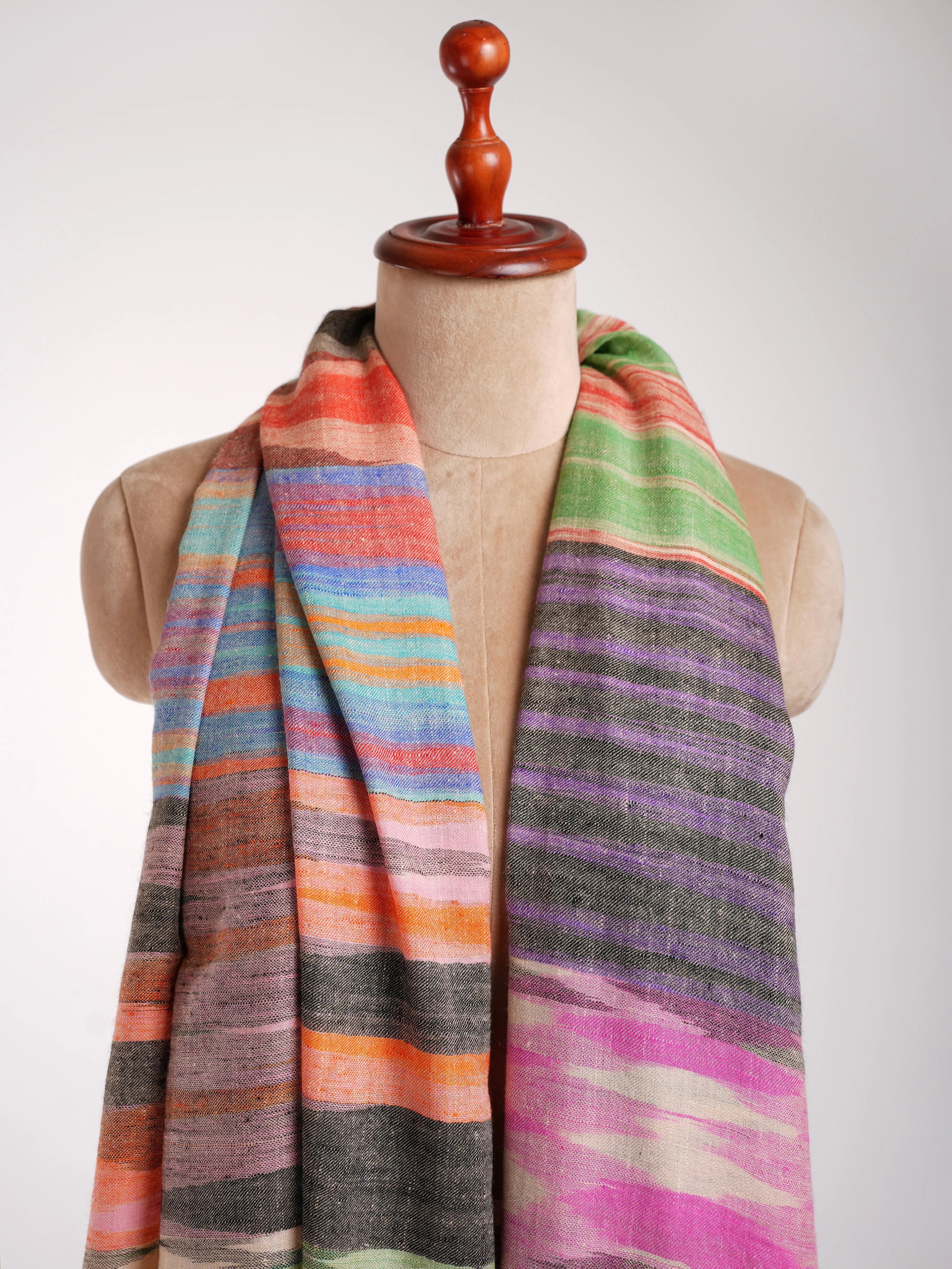 Rustic Multicolor Ikat Artistic Pashmina Shawl