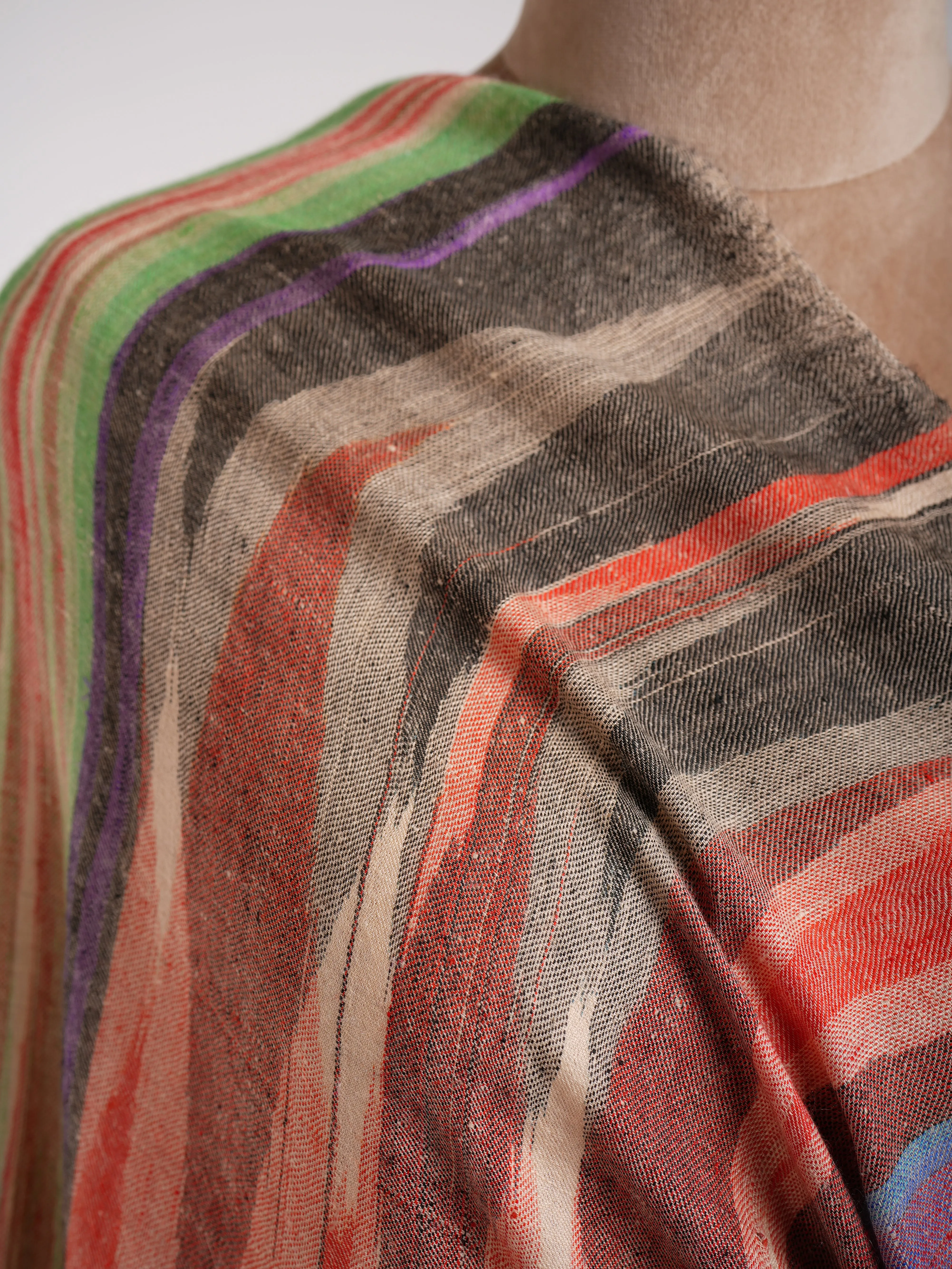 Rustic Multicolor Ikat Artistic Pashmina Shawl