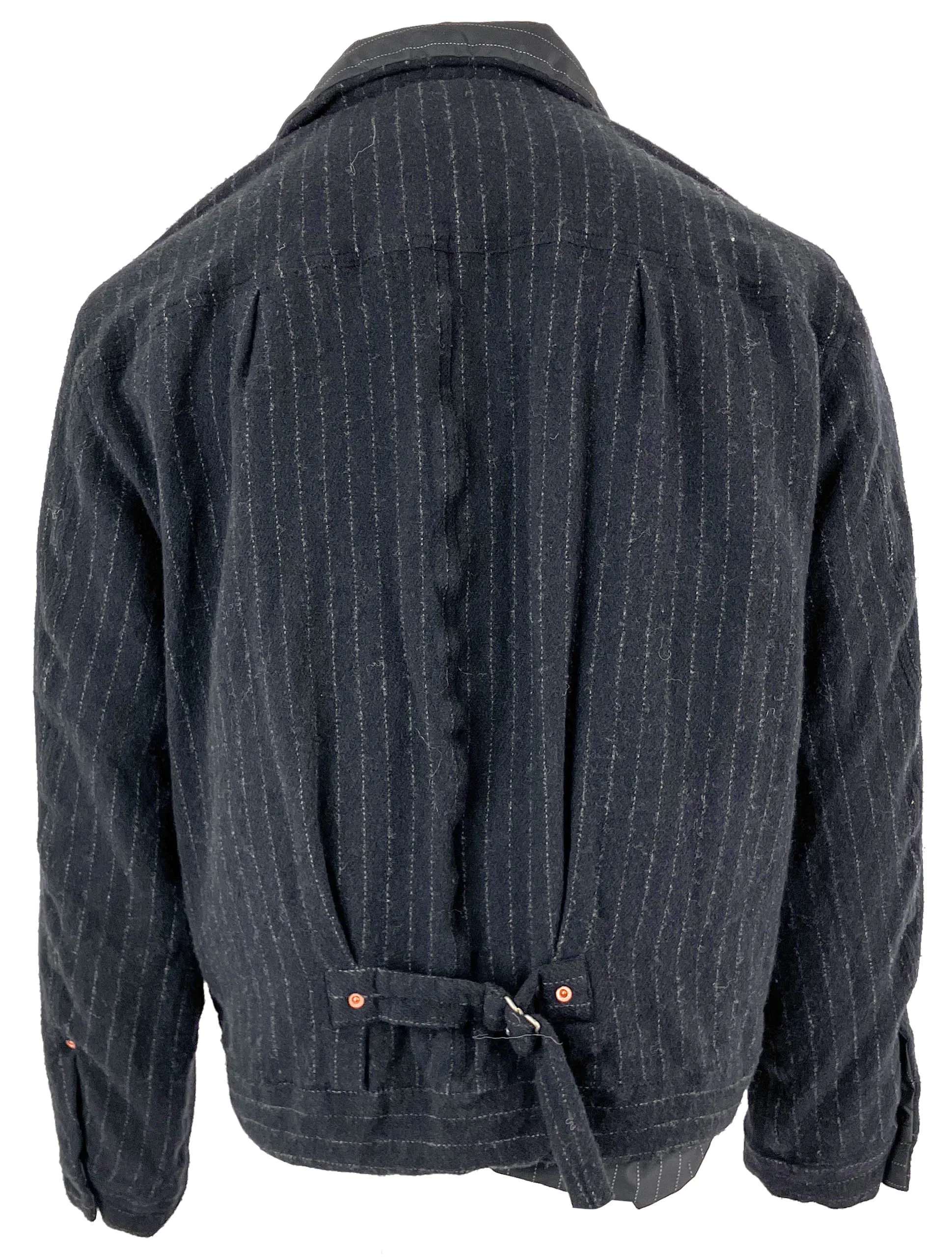 sacai Wool Shrivel Reversible Jacket in Navy