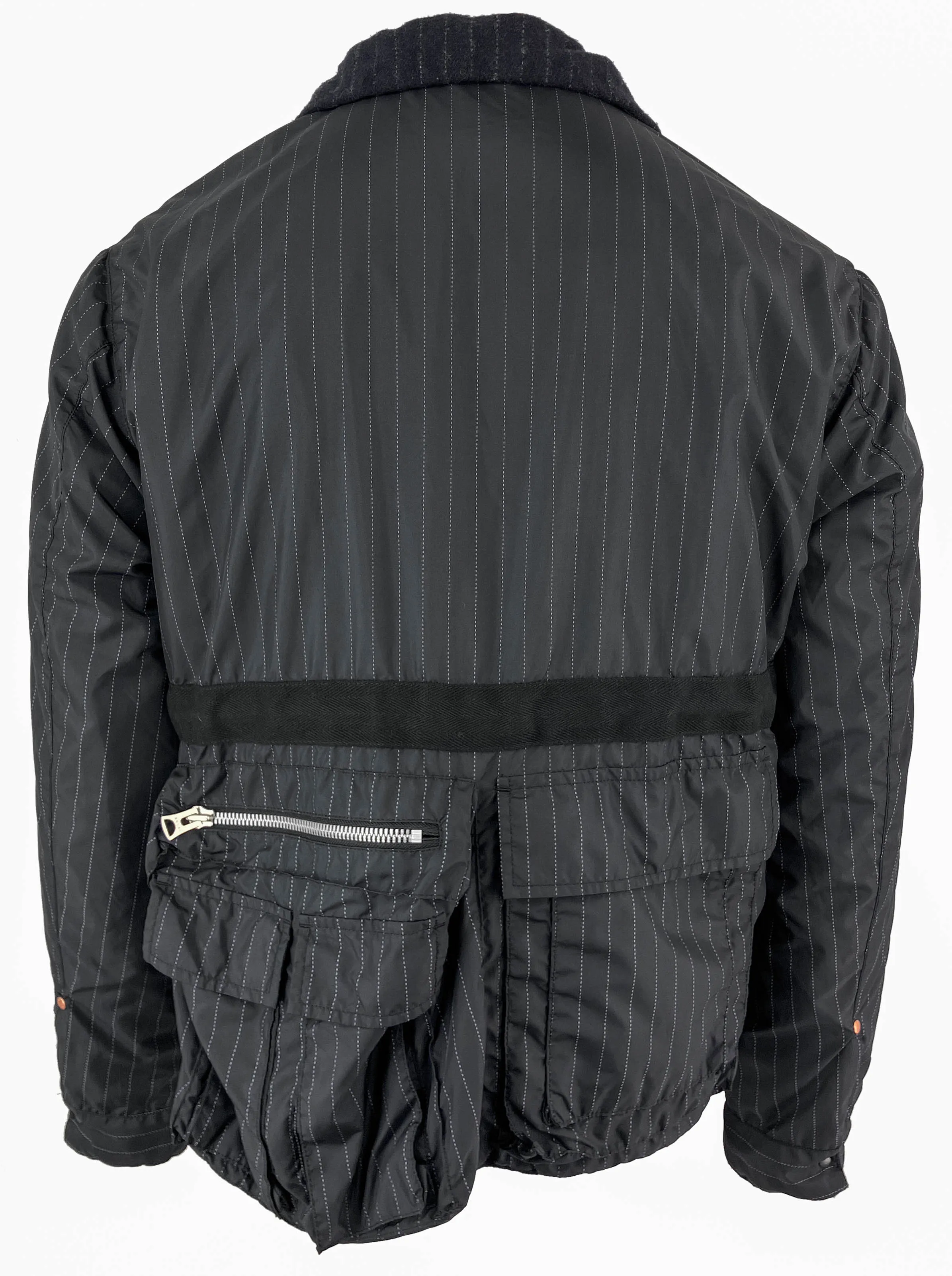 sacai Wool Shrivel Reversible Jacket in Navy