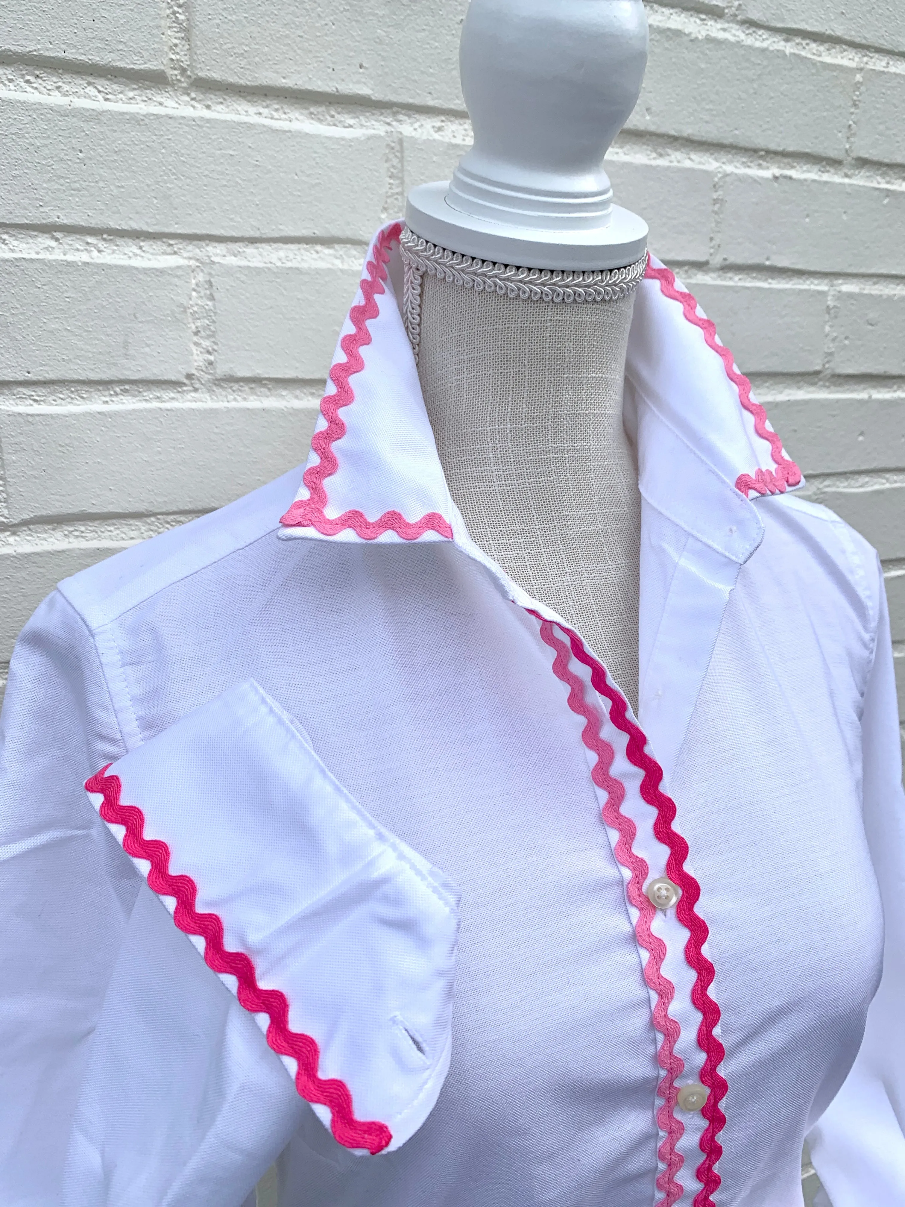 SALE - 2XL ONLY - Charlotte Ric Rac Oxford Shirt Pink (CLT07) *FINAL SALE*