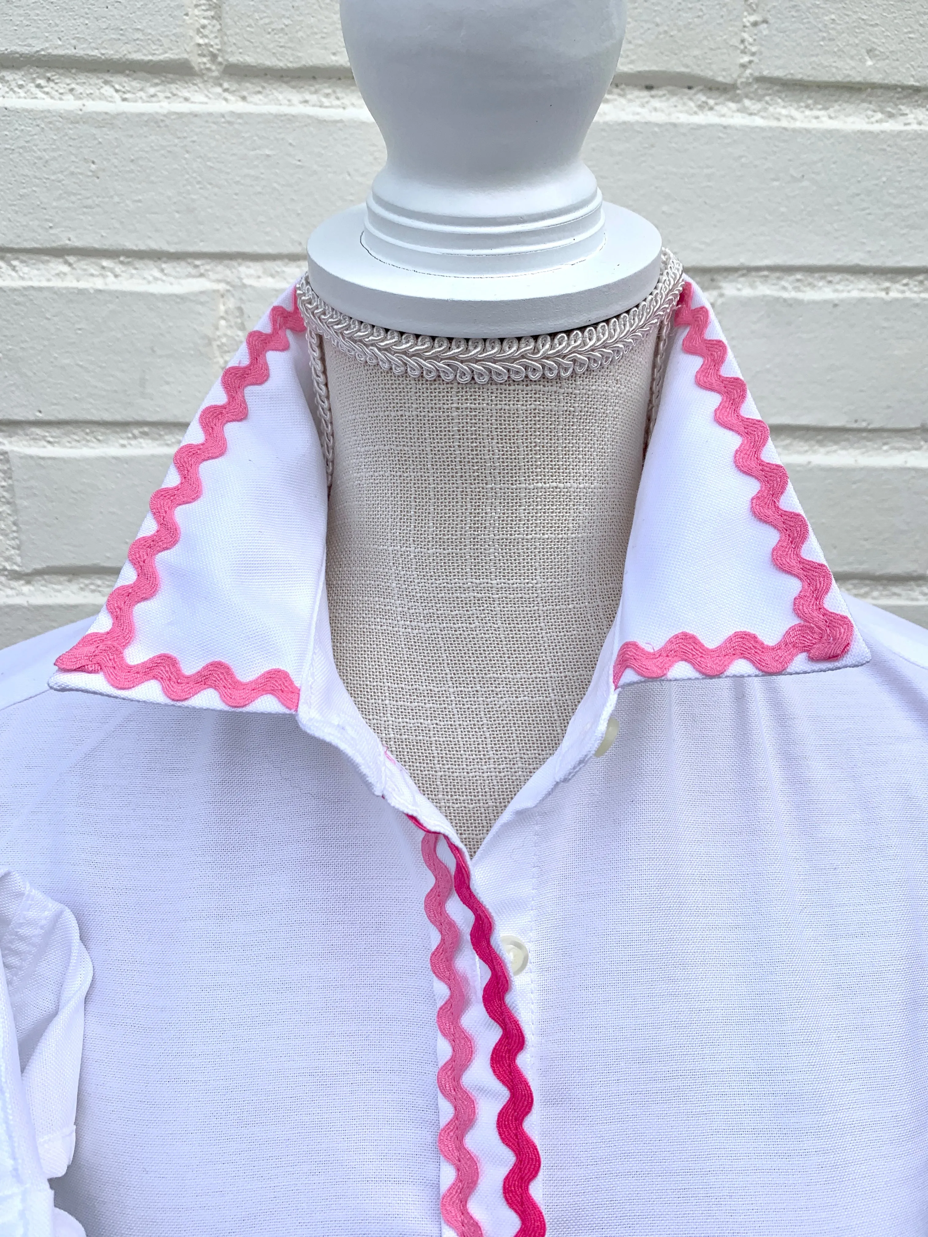 SALE - 2XL ONLY - Charlotte Ric Rac Oxford Shirt Pink (CLT07) *FINAL SALE*