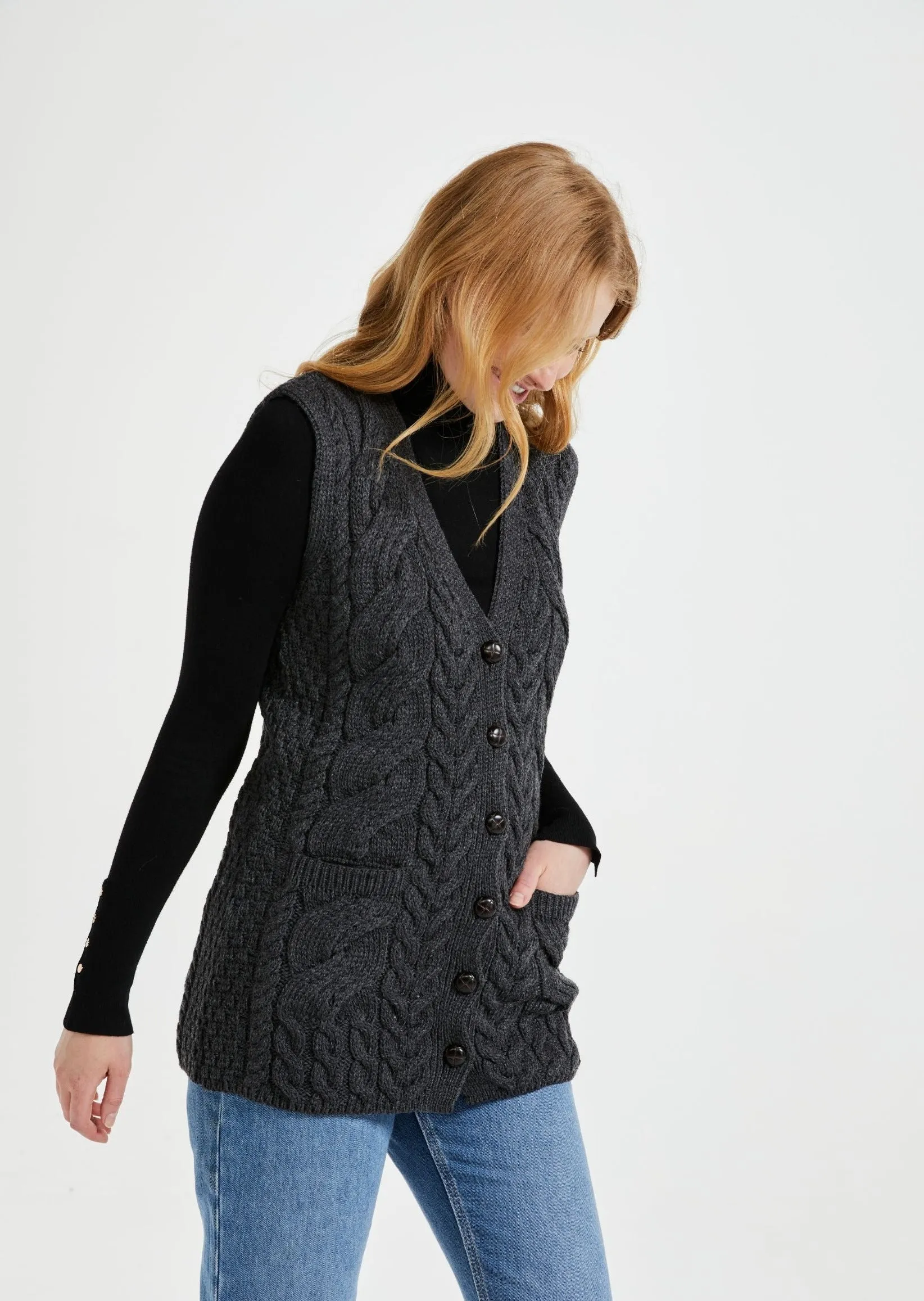 Saoirse Aran Supersoft Cardigan | Charcoal