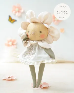 Sewing Pattern - Flower doll   2 outfits