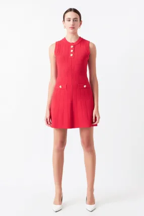 Shank Button Knit Mini Dress