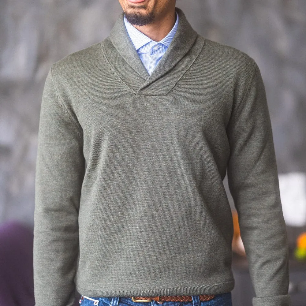 Shawl Collar Sweater - Olive Green