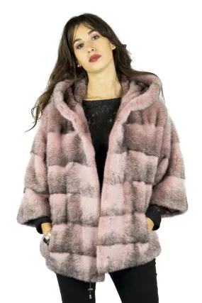 Short jacket in mink with Pink Black Cross Hoodie