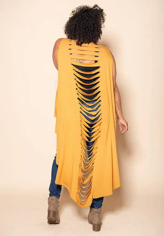 Slitback Shawl - Mustard by Shawl Dawls (Ships in 2-3 Weeks)