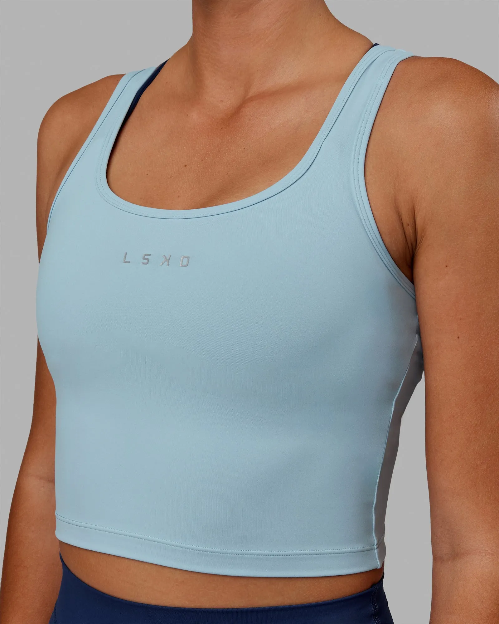 Staple Active Cropped Tank - Glacial Blue