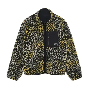 STÜSSY REVERSIBLE SHERPA JACKET - YELLOW LEOPARD