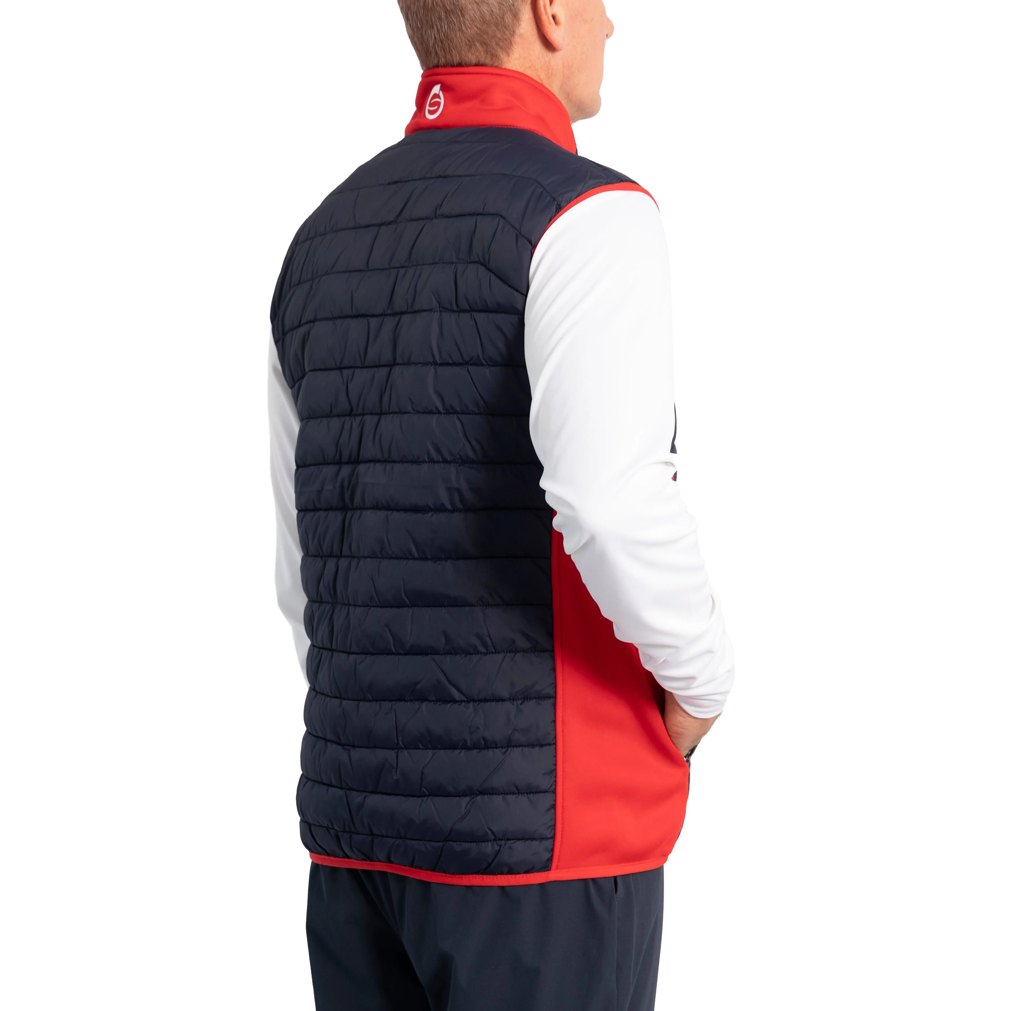 Sunderland Anton Padded Stretch Panel Performance Golf Gilet - Navy/ Red