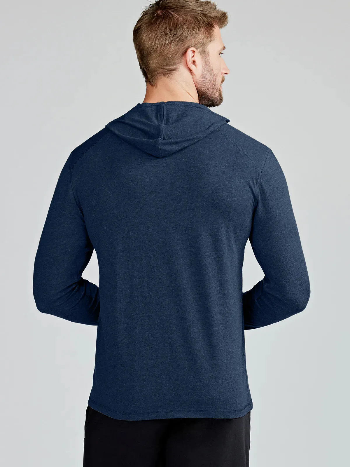 tasc Performance Men's Carrollton Lightweight Hoodie in Classic Navy Heather