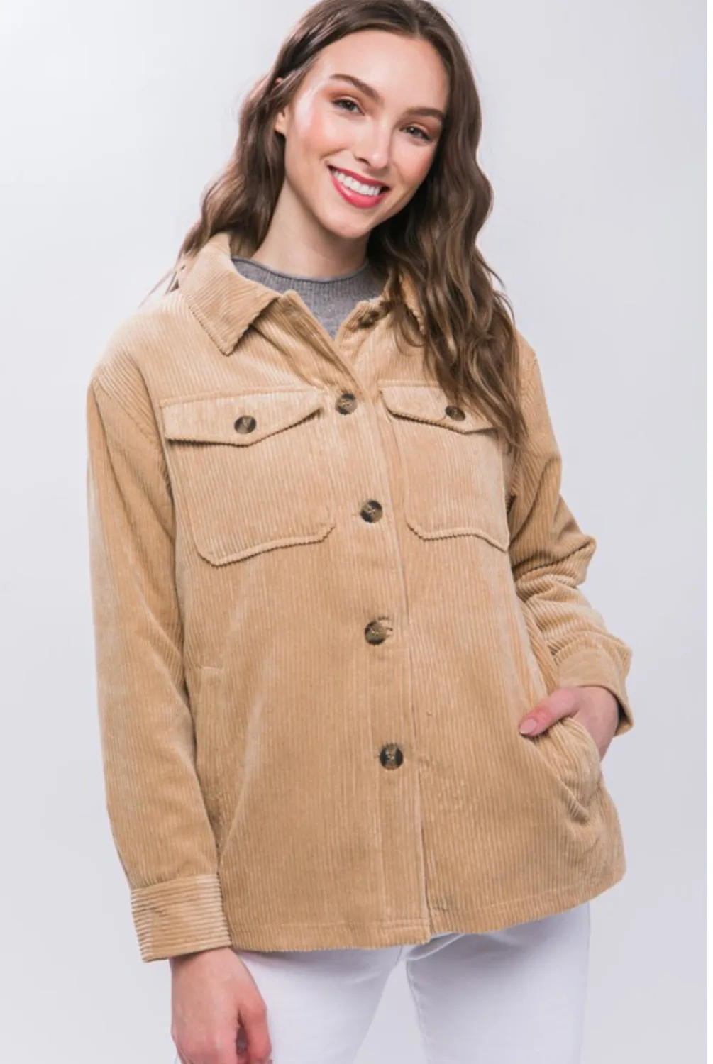 Teegan Corduroy Jacket: Khaki